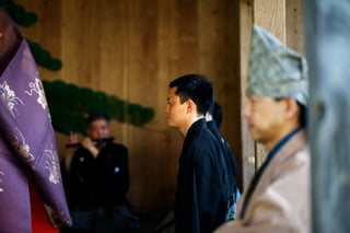 能 半蔀 撮影風景（手前がワキ、奥が地謡）